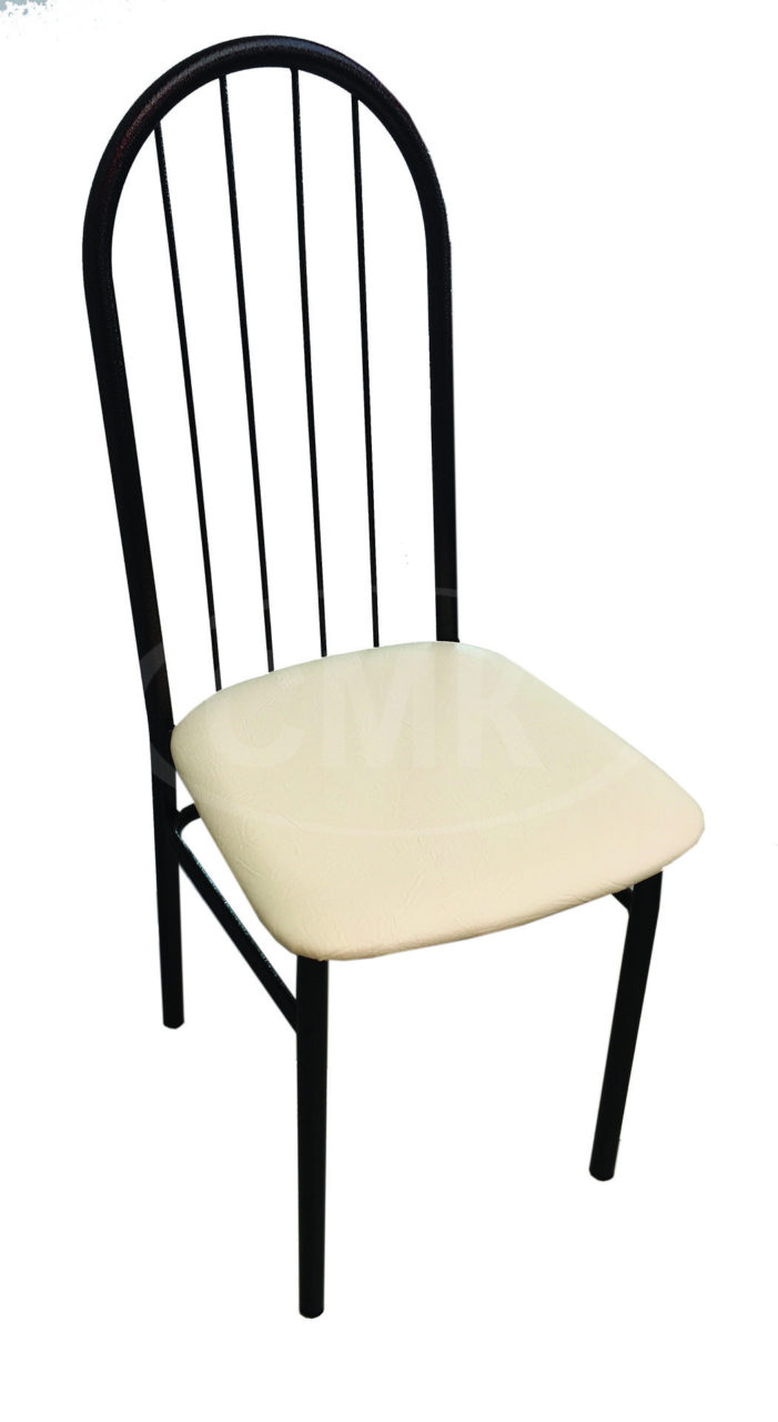 Стул металлический СМК-0025 с высокой спинкой (каркас цвет антик медный, сиденье искусственная кожа цвет молочный).
