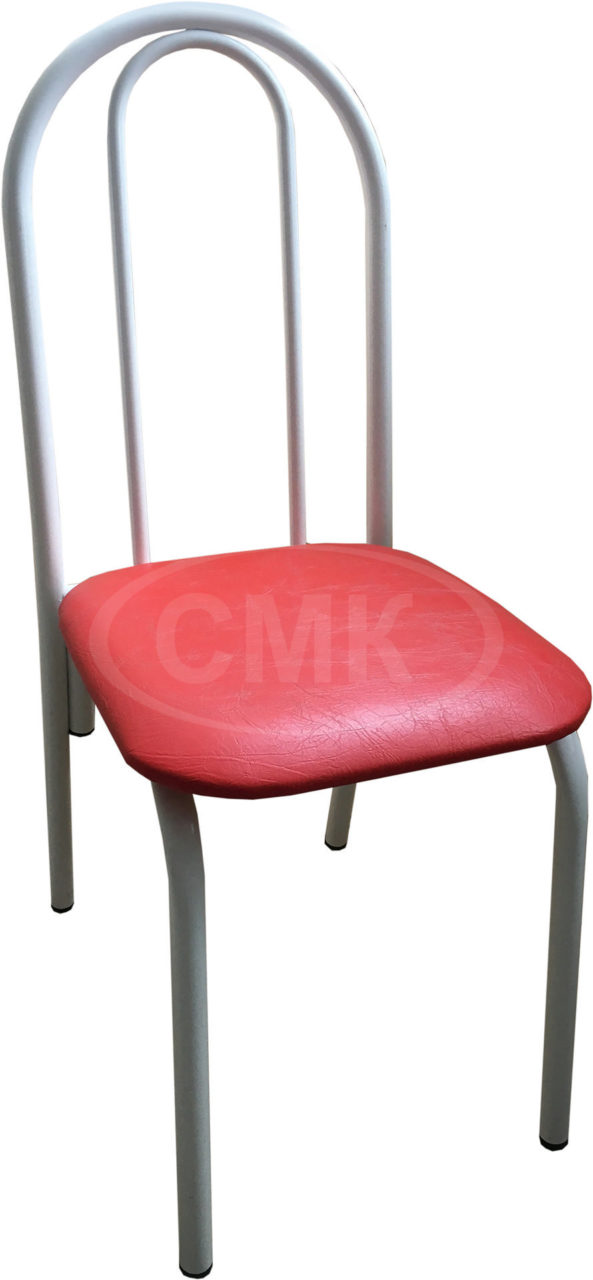 Стул СМК-002 металлический (каркас металлический цвет белый, сиденье искусственная кожа цвет красный).